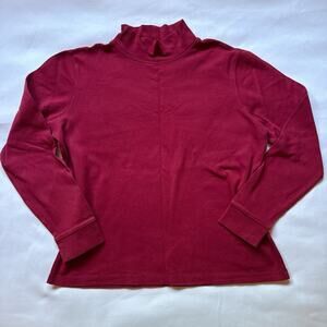 LL Bean Red Long Sleeve Turtleneck Women’s Medium Petite Essential Cozy Fall